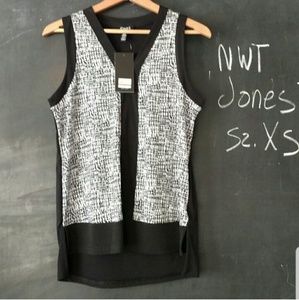 NWT Jones New York Sleeveless Top Tank XS Black White